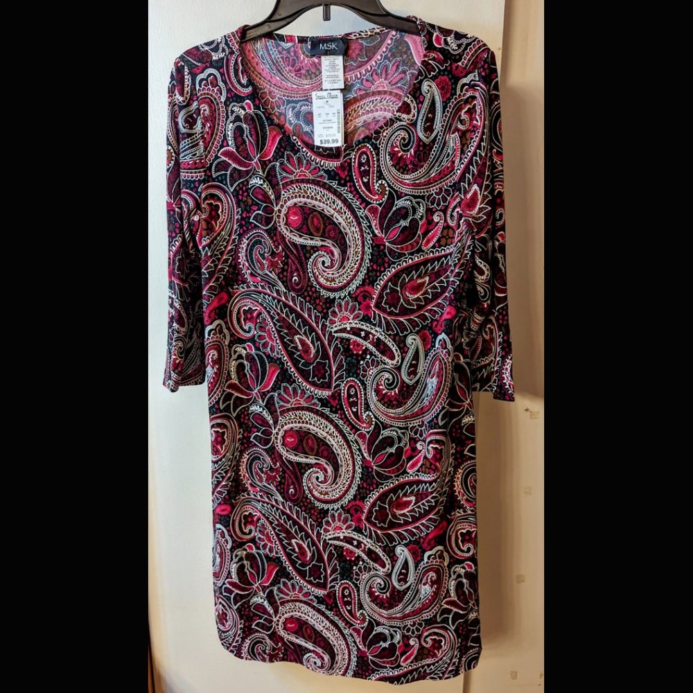 3/4 sleeve paisley dress